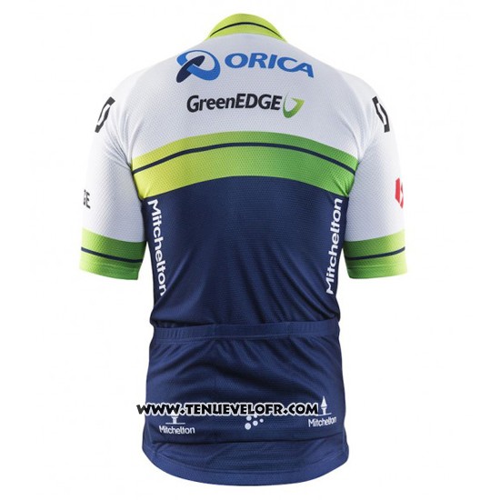 2016 Maillot Ciclismo Orica GreenEDGE Blanc et Bleu Manches Courtes et Cuissard